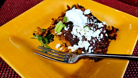 Stacked Enchiladas with Red Chipotle Sauce