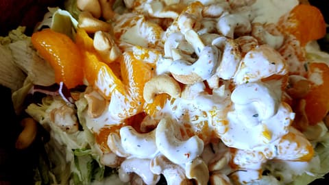 Orange Cashew Ranch Salad Served