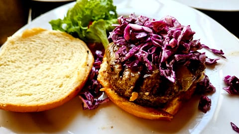 California Slaw Burger Served