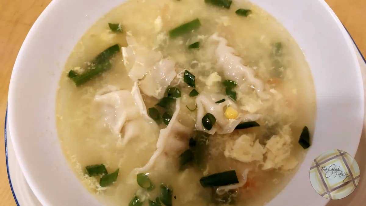 Egg Drop Soup With Dumplings Plated