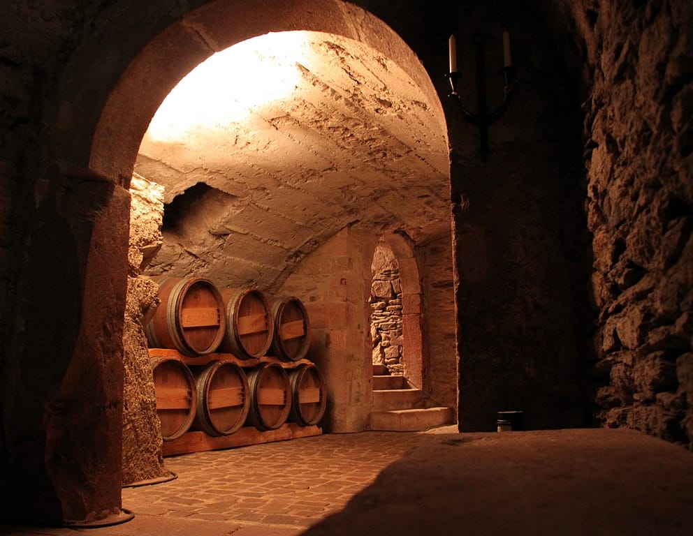Rochlitz Castle, Germany, basement wine cellar, perhaps providing an idea of the medieval buttery